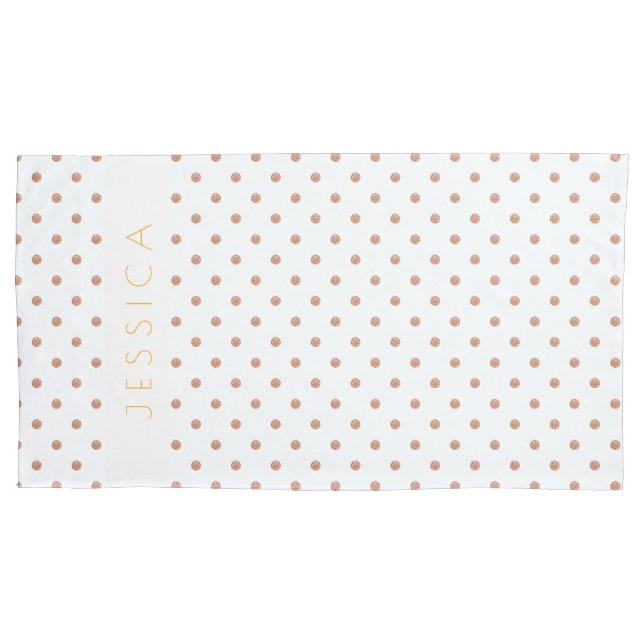 Rose-gold & White Polkadots Pattern Pillow Case (Front)