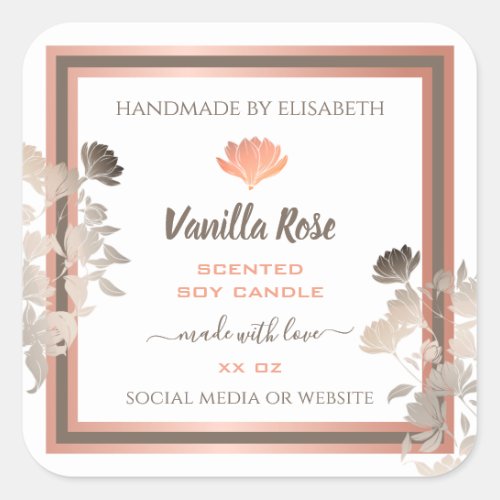 Rose Gold White Product Packaging Labels Flourish