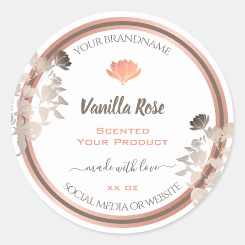Rose Gold White Product Packaging Labels Flourish