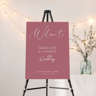 Rose Gold White Script Wedding Welcome Sign