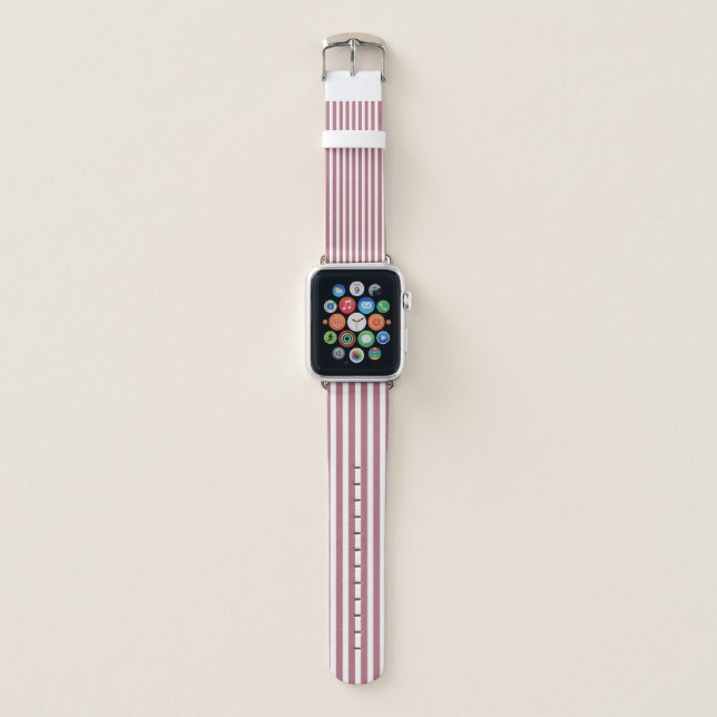 Rose Gold White Simple Horizontal Striped Apple Watch Band (Front)