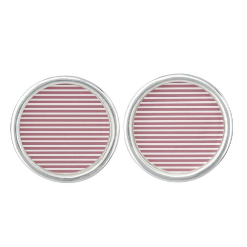 Rose Gold White Simple Horizontal Striped Cufflinks