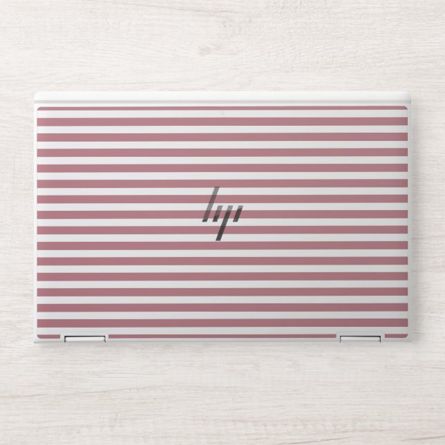 Rose Gold White Simple Horizontal Striped HP Laptop Skin (Front)