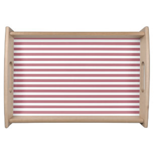 Rose Gold White Simple Horizontal Striped Serving Tray