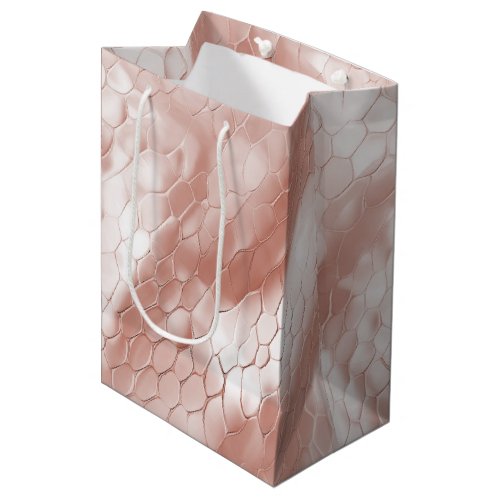 Rose Gold White Snake Skin Medium Gift Bag