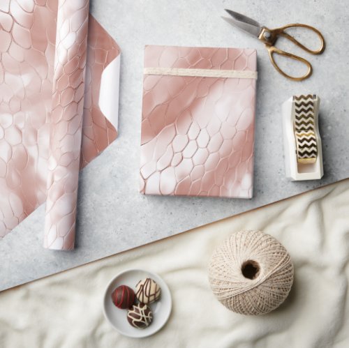 Rose Gold White Snake Skin Wrapping Paper