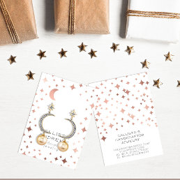 Rose Gold White Stars Moon Earring Display Card