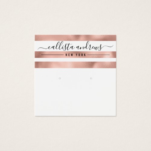 Rose Gold White Stripes Earring Display Card