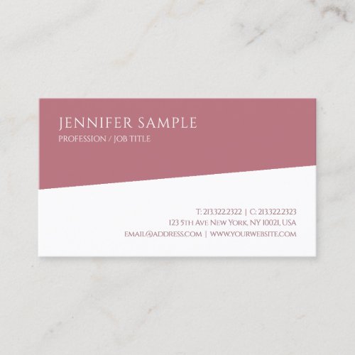 Rose Gold White Template Modern Minimalistic Business Card