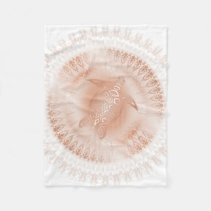Rose Gold White Turtle Mandala Fleece Blanket