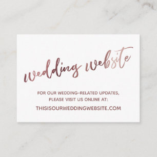 Rose Gold White Wedding Website Save the Date Card