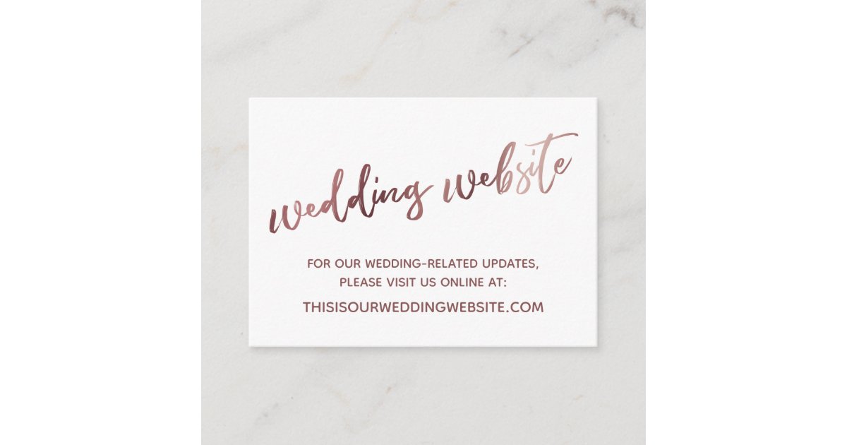 Rose Gold White Wedding Website Save The Date Card Zazzle Com
