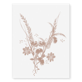 Rose gold wildflower bouquet temporary tattoos