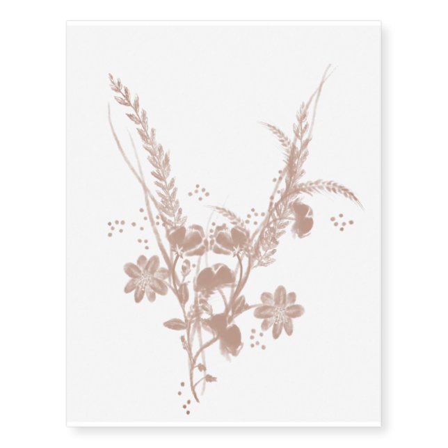 Rose gold wildflower bouquet temporary tattoos (Front)