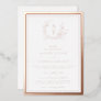 Rose Gold Wildflower Crest Monogram Wedding Real  Foil Invitation