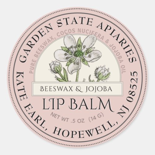 Rose Gold Wildflower Lip Balm Label