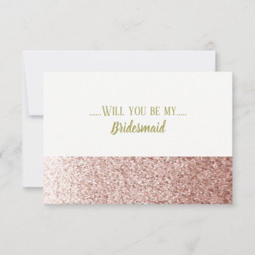 Rose Gold Will You Be My Bridesmaid Invitation