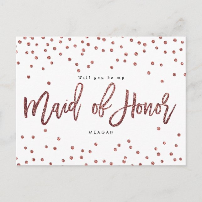 rose gold will you be my maid of honor card (Front)