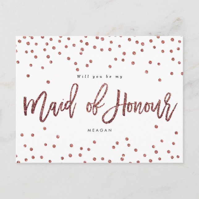 rose gold will you be my maid of honor card (Front)