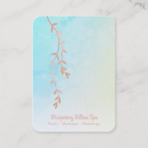  Rose Gold Willow Tree Branch _ Pastel Ombre Business Card