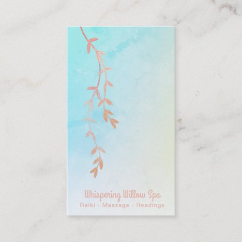  Rose Gold Willow Tree Branch Pastel Rainbow Business Card