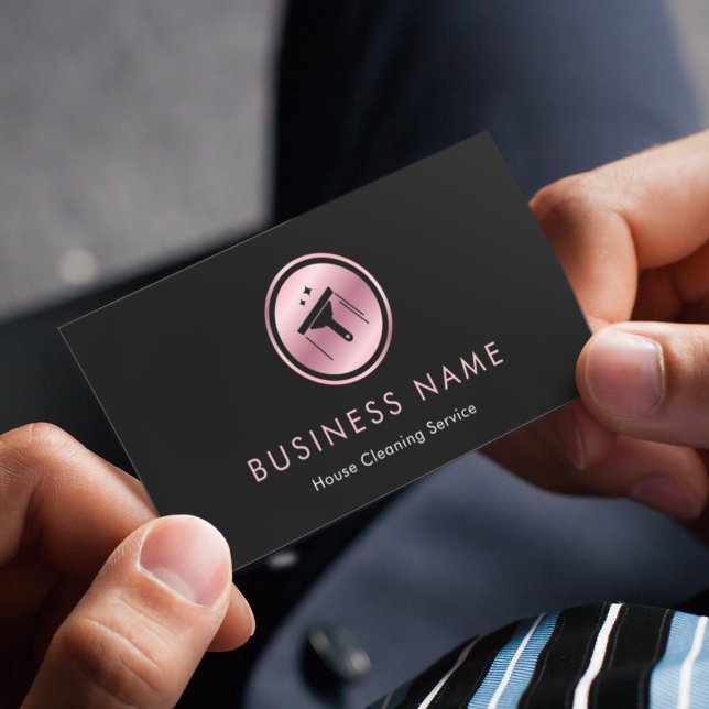 Rose Gold Window Cleaning Logo Cleaner Sparkling Business Card (Creator Uploaded)