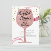 Rose Gold Wine Bridal Shower Invitation card (Standing Front)