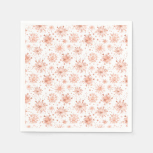 Rose Gold Winter Snowflakes on White Napkins