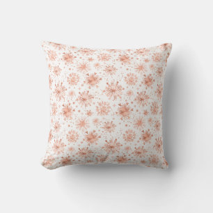 Rose Gold Winter Snowflakes on White Throw Pillow