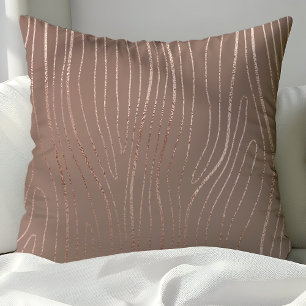 Rose Gold Wood Grain Abstract Luxe Glam Throw Pillow