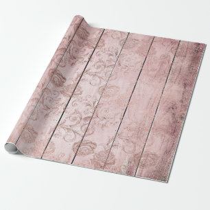 Rose Gold Wood Wrapping Paper Roll