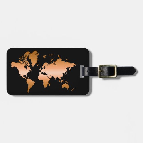 Rose gold World Map Faux Professional Chic Vintage Luggage Tag