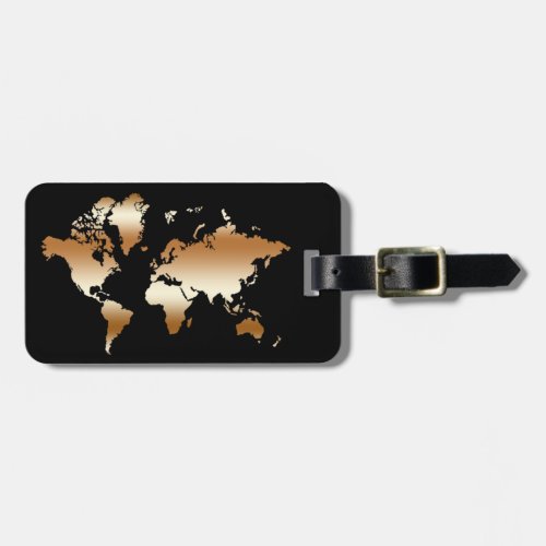 Rose gold World Map Faux Professional Chic Vintage Luggage Tag