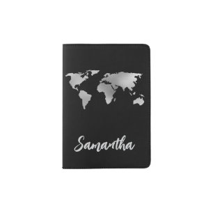 Rose Gold World Map Personalized  Passport Holder