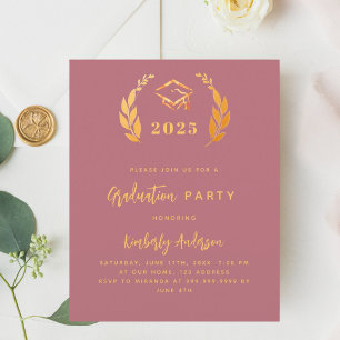 Rose gold wreath 2026 Graduation Party invitation