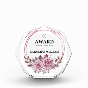 Rose Gold Wreath Business Custom Details Acrylic Award