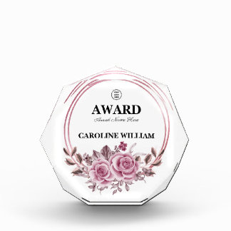 Rose Gold Wreath Business Custom Details Acrylic Award