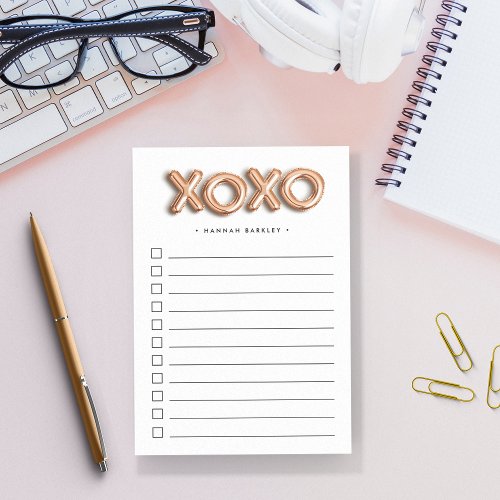 Rose Gold XOXO  Personalized To Do List Post_it Notes