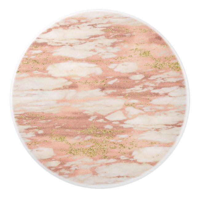 Rose Gold Yellow Metallic Marble Trendy Ceramic Knob (Front)
