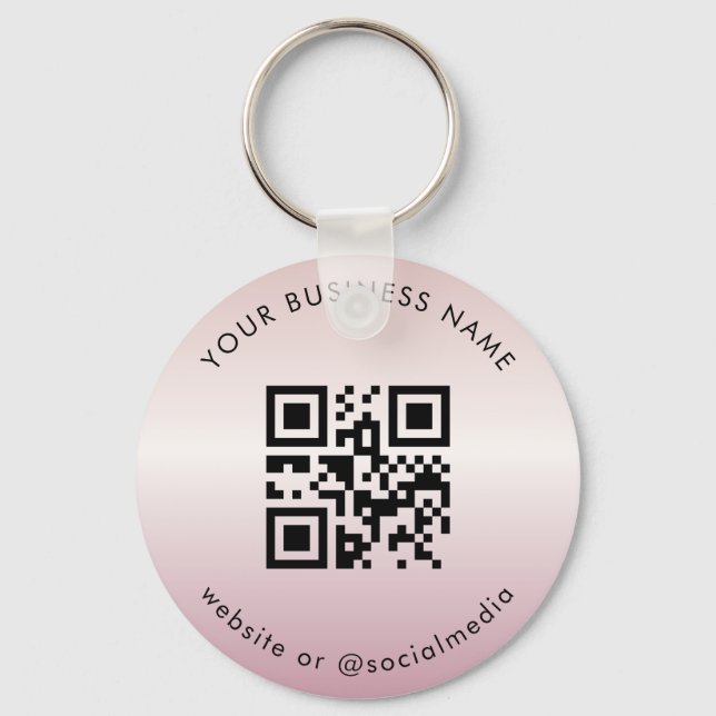 Rose Gold Your Custom Business Qr Code Scan Keychain (Front)