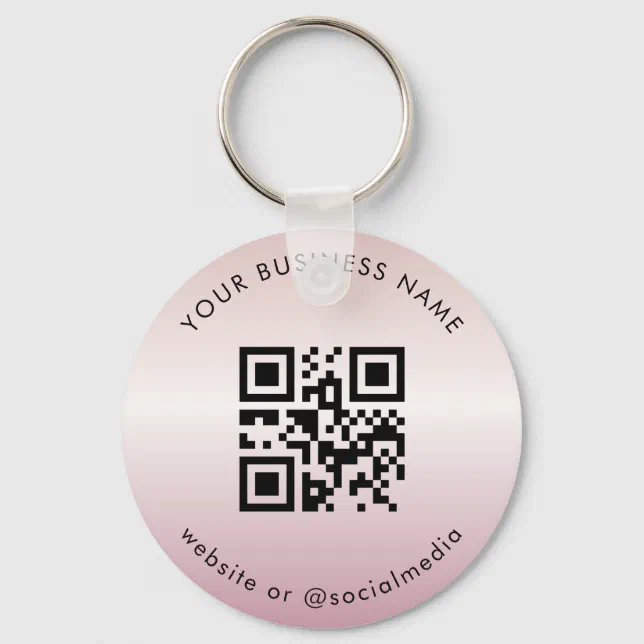 Rose Gold Your Custom Business Qr Code Scan Keychain | Zazzle