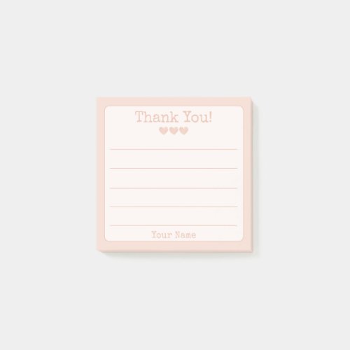 Rose Gold Your Name And Hearts Thank You  Post-it Notes