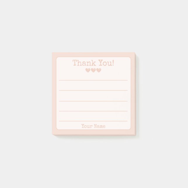 Rose Gold Your Name And Hearts Thank You  Post-it Notes (Front)