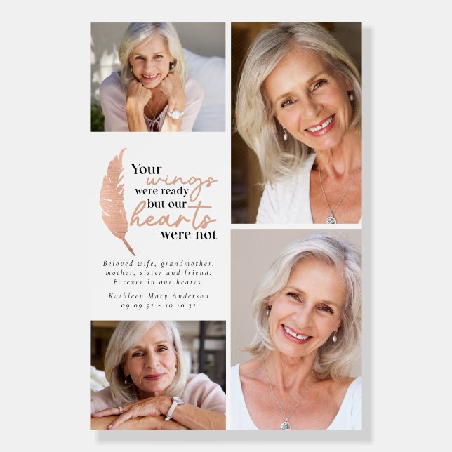 Rose Gold Your Wings Were Ready 2x3ft Welcome Sign (Front)