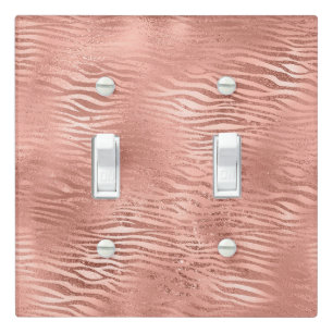 Rose Gold Zebra Animal Print Light Switch Cover