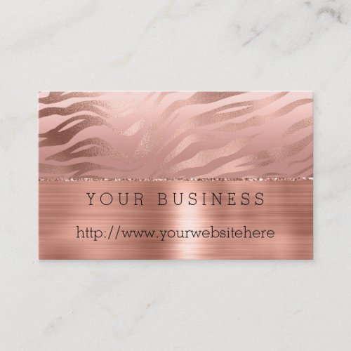 Rose Gold Zebra  Business Card