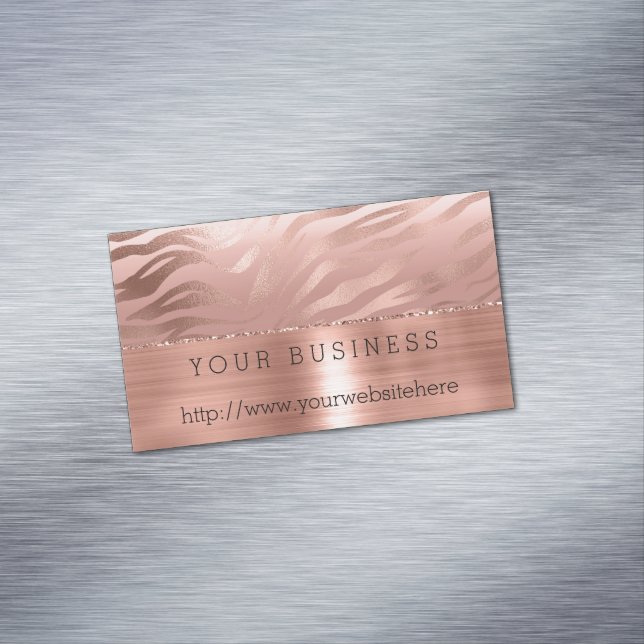 Rose Gold Zebra  Business Card Magnet (In Situ)