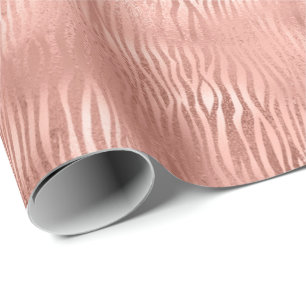 Rose Gold Zebra Print Wrapping Paper
