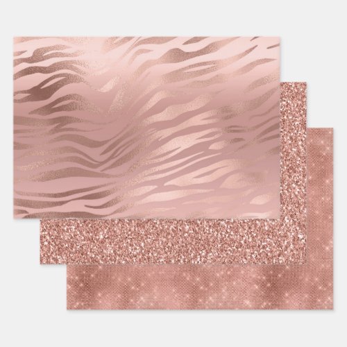 Rose Gold Zebra Print Wrapping Paper Sheets