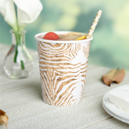 Rose gold zebra skin pattern  paper cups